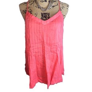 NWT- Coral/ Pink Pleated Halter Sun Top